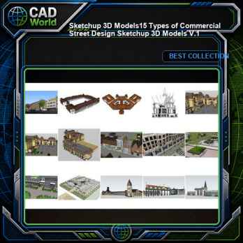 ★【Sketchup 3D Models】15 Types of Commercial Street Design Sketchup 3D Models V.1