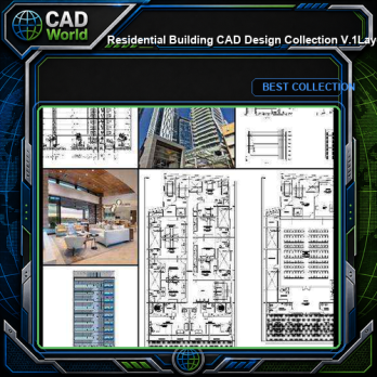 ★【Residential Building CAD Design Collection V.1】Layout,Lobby,Room design,Public facilities,Counter@Autocad Blocks,Drawings,CAD Details,Elevation