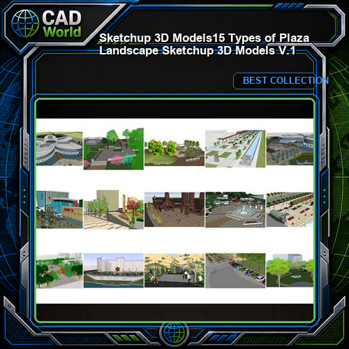 ★【Sketchup 3D Models】15 Types of Plaza Landscape Sketchup 3D Models V.1