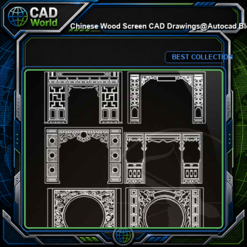 ★【 Chinese Wood Screen CAD Drawings】@Autocad Blocks,Drawings,CAD Details,Elevation