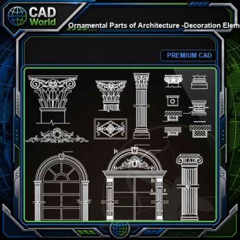 ★【Ornamental Parts of Architecture -Decoration Element CAD Blocks V.8】@Autocad Decoration Blocks,Drawings,CAD Details,Elevation