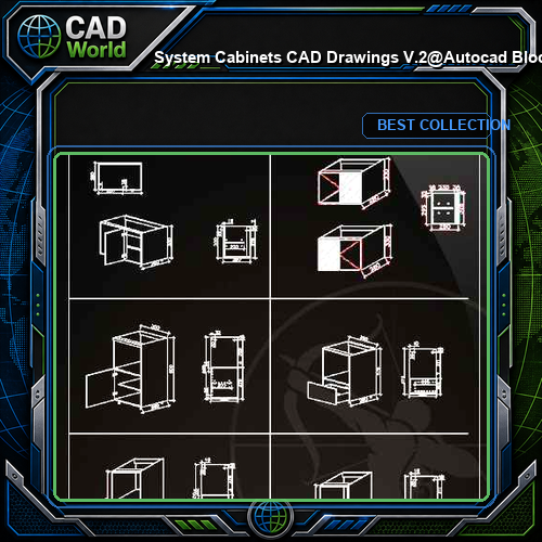 ★【 System Cabinets CAD Drawings V.2】@Autocad Blocks,Drawings,CAD Details,Elevation