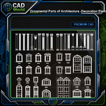★【Ornamental Parts of Architecture -Decoration Element CAD Blocks V.7】@Autocad Decoration Blocks,Drawings,CAD Details,Elevation