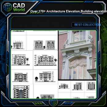 ★【Over 170+ Architecture Elevation,Building elevation CAD Design,Details,Elevation Collection】Facade design, building facade, home facade, building facade@Autocad Blocks,Drawings,CAD Details,Elevation