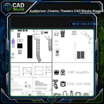 ★【Auditorium ,Cinema, Theaters CAD Blocks-Stage Equipment CAD Blocks V.2】@Cinema Design,Autocad Blocks,Cinema Details,Cinema Section,Cinema elevation design drawings