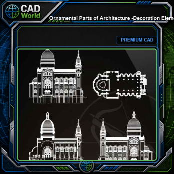 ★【Ornamental Parts of Architecture -Decoration Element CAD Blocks V.5】@Autocad Decoration Blocks,Drawings,CAD Details,Elevation