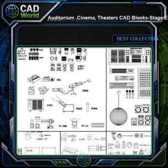 ★【Auditorium ,Cinema, Theaters CAD Blocks-Stage Equipment CAD Blocks】@Cinema Design,Autocad Blocks,Cinema Details,Cinema Section,Cinema elevation design drawings