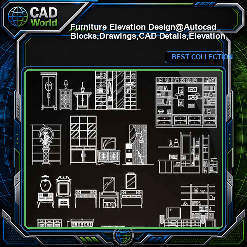 ★【Furniture Elevation Design】@Autocad Blocks,Drawings,CAD Details,Elevation