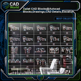 ★【Toilet CAD Blocks】@Autocad Blocks,Drawings,CAD Details,Elevation