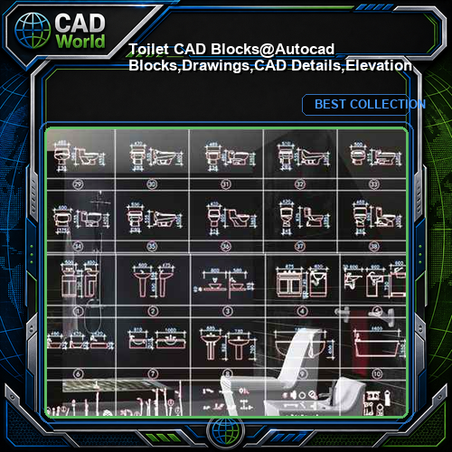 ★【Toilet CAD Blocks】@Autocad Blocks,Drawings,CAD Details,Elevation