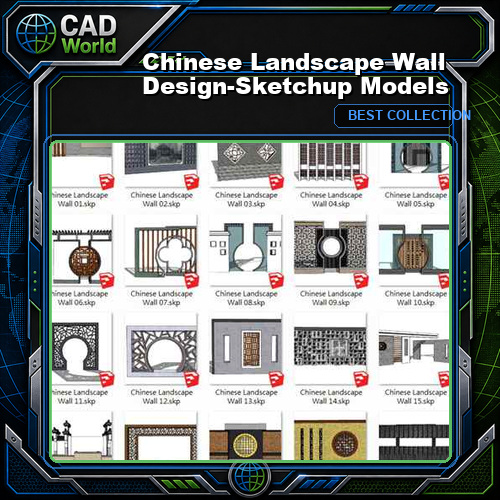 Chinese Landscape Wall Design-Sketchup Models(Best Recommanded!!)