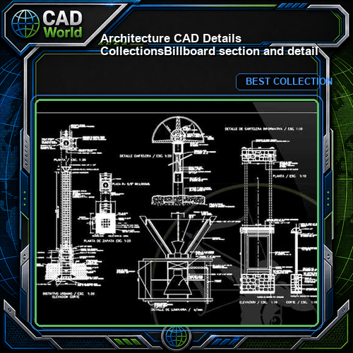 【Architecture CAD Details Collections】Billboard section and detail