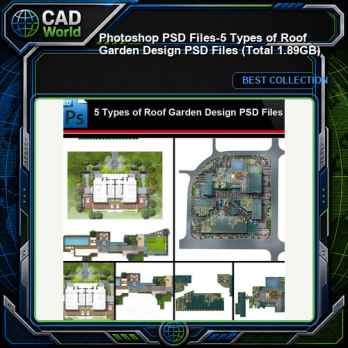 ★Photoshop PSD Files-5 Types of Roof Garden Design PSD Files (Total 1.89GB💎)