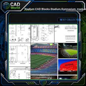 ★【Stadium CAD Blocks-Stadium,Gymnasium, track and field, playground, Sports hall V.2】@basketball court, tennis court, badminton court, long jump, high jump ,CAD Blocks,Autocad Blocks,Drawings,CAD Details