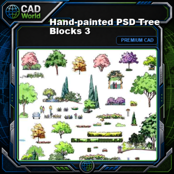 Hand-painted PSD Tree Blocks 3