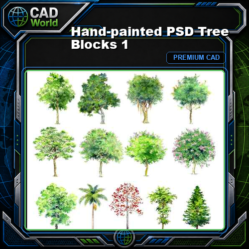 Hand-painted PSD Tree Blocks 1