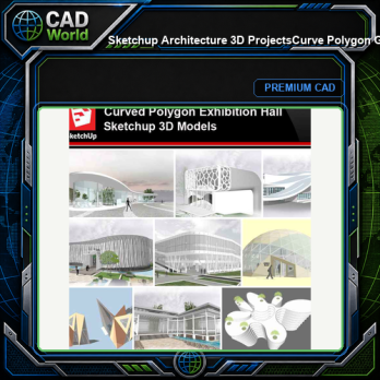 💎【Sketchup Architecture 3D Projects】Curve Polygon Gallery ,Art Museum Sketchup 3D Models