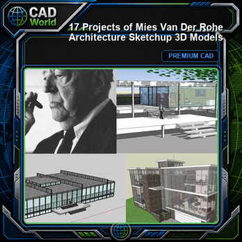 💎17 Projects of Mies Van Der Rohe Architecture Sketchup 3D Models