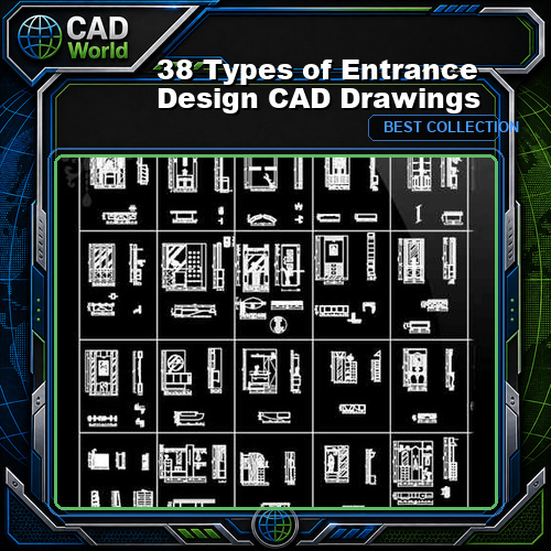 38 Types of Entrance Design CAD Drawings