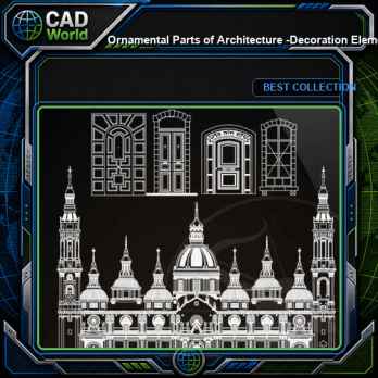 ★【Ornamental Parts of Architecture -Decoration Element CAD Blocks V.3】@Autocad Decoration Blocks,Drawings,CAD Details,Elevation