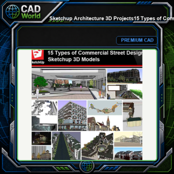 💎【Sketchup Architecture 3D Projects】15 Types of Commercial Street Design Sketchup 3D Models V5