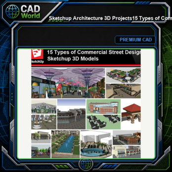 💎【Sketchup Architecture 3D Projects】15 Types of Commercial Street Design Sketchup 3D Models V4
