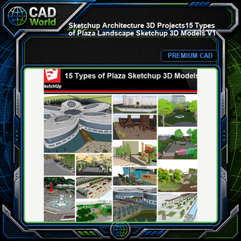 💎【Sketchup Architecture 3D Projects】15 Types of Plaza Landscape Sketchup 3D Models V1