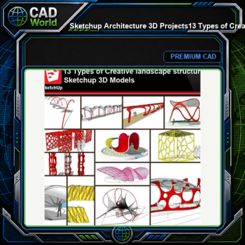 💎【Sketchup Architecture 3D Projects】13 Types of Creative landscape structure Sketchup 3D Models V5
