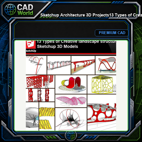 💎【Sketchup Architecture 3D Projects】13 Types of Creative landscape  structure Sketchup 3D Models V5