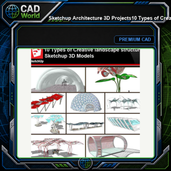 💎【Sketchup Architecture 3D Projects】10 Types of Creative landscape structure Sketchup 3D Models V2
