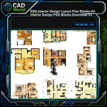 ★【 PSD Interior Design Layout Plan Blocks-All Interior Design PSD Blocks Download V3】