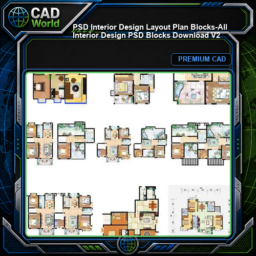 ★【 PSD Interior Design Layout Plan Blocks-All Interior Design PSD Blocks Download V2】