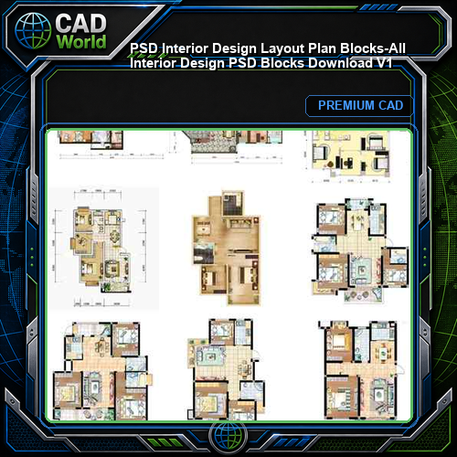★【 PSD Interior Design Layout Plan Blocks-All Interior Design PSD Blocks Download V1】