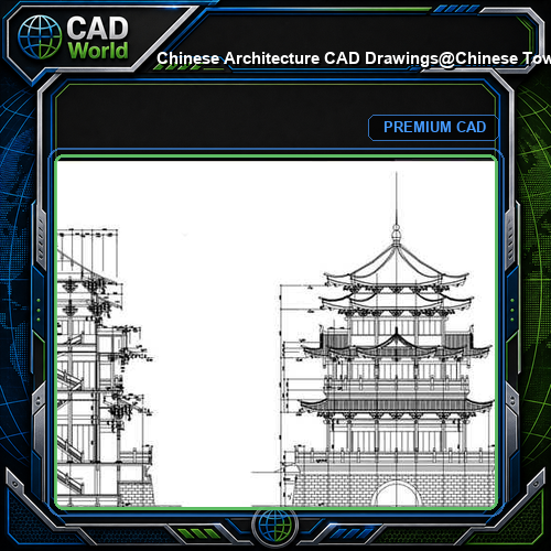 ★【Chinese Architecture CAD Drawings】@Chinese Tower Drawings,CAD Details,Elevation