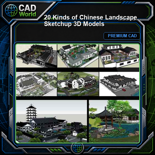 【20 Kinds of Chinese Landscape Sketchup 3D Models】(Best Collections!!)