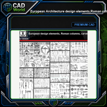 ★【European Architecture design elements,Roman columns,Carved】All kinds of European Architecture CAD Blocks Bundle