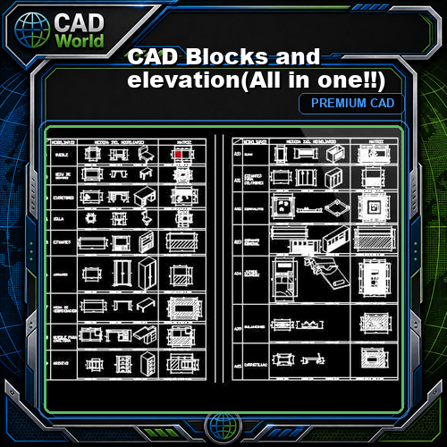 CAD Blocks and elevation(All in one!!)