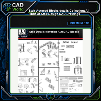 ★【Stair Autocad Blocks,details Collections】All kinds of Stair Design CAD Drawings