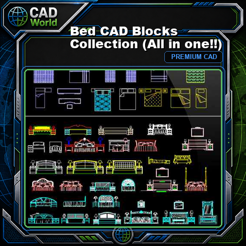 Bed CAD Blocks Collection (All in one!!)