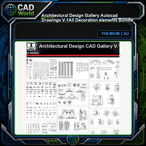 ★【Architectural Design Gallery Autocad Drawings V.1】All Decoration elements Bundle