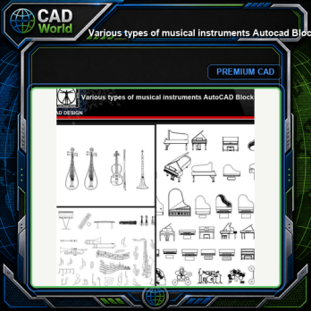 ★【Various types of musical instruments Autocad Blocks】All kinds of musical instruments CAD blocks Bundle