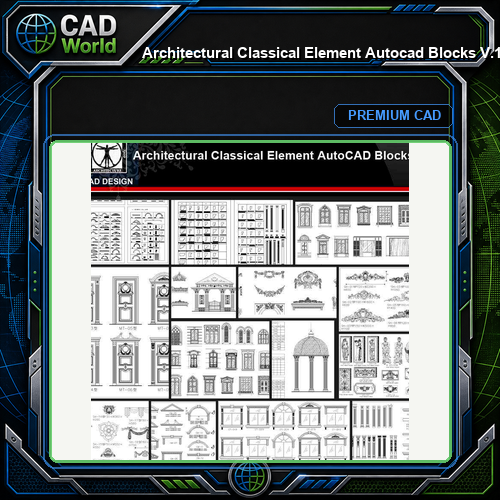 ★【Architectural Classical Element Autocad Blocks V.1】All kinds of architecture decorations CAD blocks Bundle
