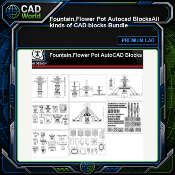 ★【Fountain,Flower Pot Autocad Blocks】All kinds of CAD blocks Bundle
