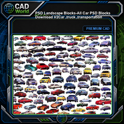 ★【 PSD Landscape Blocks-All Car PSD Blocks Download V2】Car ,truck ,transportation