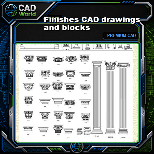 Finishes CAD drawings and blocks