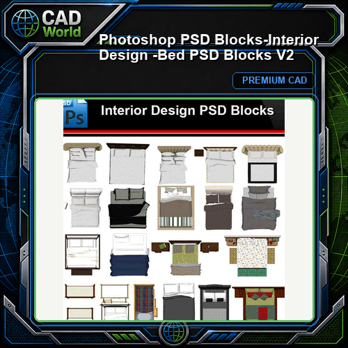 ★Photoshop PSD Blocks-Interior Design -Bed PSD Blocks V2