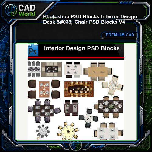 ★Photoshop PSD Blocks-Interior Design Desk & Chair PSD Blocks V4