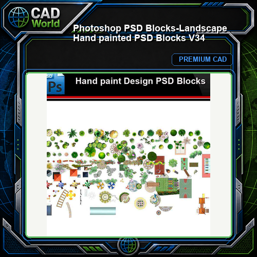 ★Photoshop PSD Blocks-Landscape Hand painted PSD Blocks V34