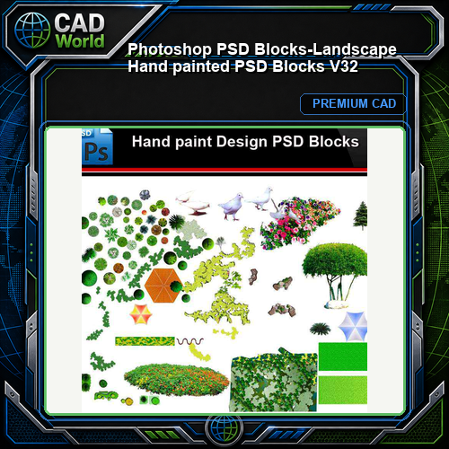 ★Photoshop PSD Blocks-Landscape Hand painted PSD Blocks V32