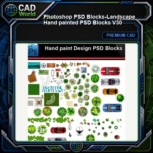 ★Photoshop PSD Blocks-Landscape Hand painted PSD Blocks V30